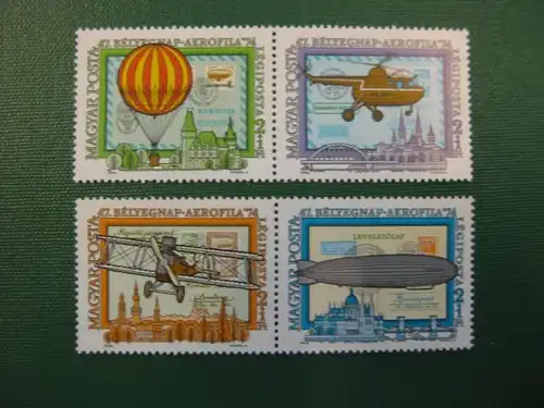 Flugzeuge, Zeppelin, Ballon, Hubschrauber, Ungarn, 4 Werte (2 ZD)