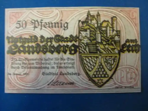 Notgeld 50 Pfg. der Stadt Landsberg am Lech