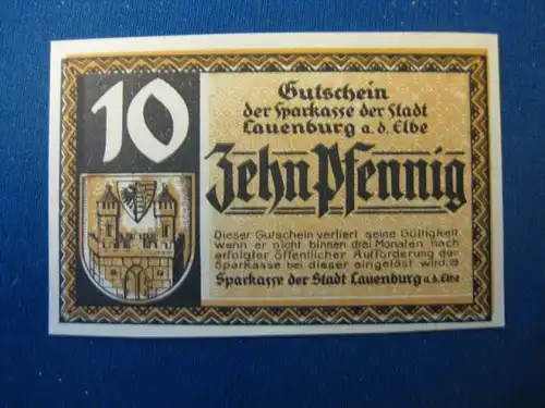 Notgeld 10 Pfg. der Stadt Lauenburg a. d. Elbe