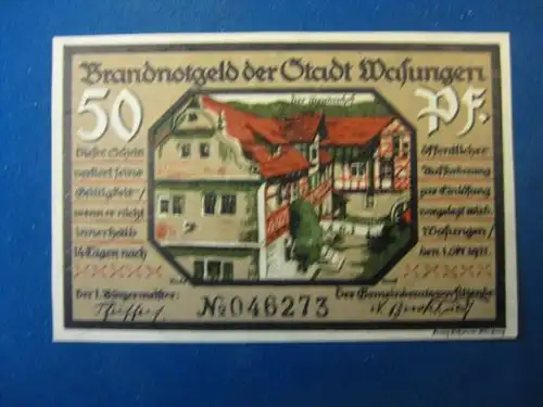 Notgeld 50 Pfg. der Stadt Wasungen