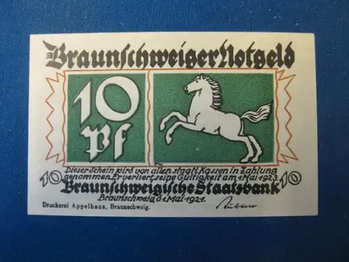 Notgeld  10 Pf. der Braunschweigische Staatsbank