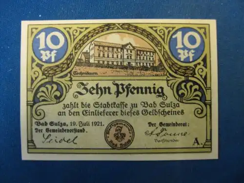 Notgeld  10 Pf. der Stadt Bad Sulza