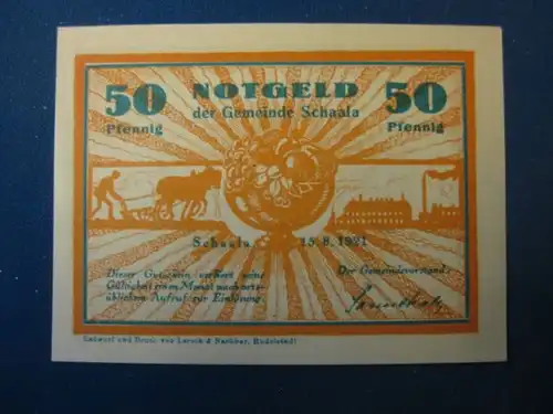 Notgeld  50 Pf. der Stadt Schaala