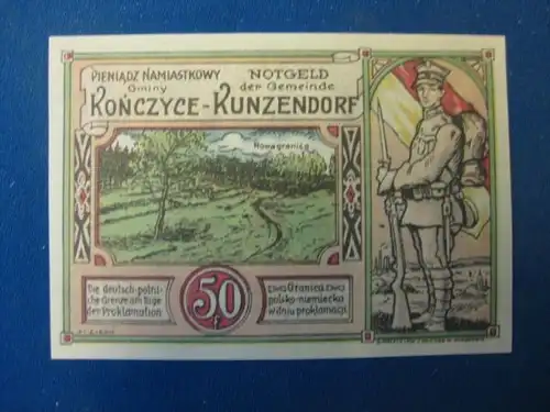 Notgeld  50 Pf. der Stadt Kunzendorf, Konczyce