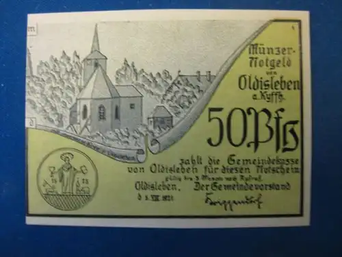 Notgeld  50 Pf. der Stadt Oldisleben