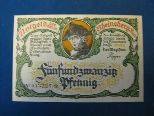 Notgeld  25 Pf. der Stadt Rheinsberg