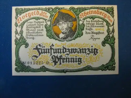 Notgeld  25 Pf. der Stadt Rheinsberg