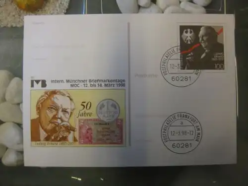 Ganzsache 50 Jahre Deutsche Mark D-Mark, Internationale Münchner Briefmarkentage 1997