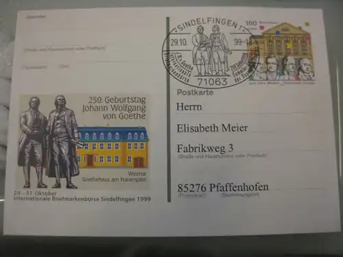 Sonderpostkarte PSo62, Intern. Briefmarken-Börse Sindelfingen 1999