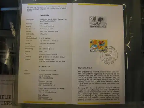 Belgien, Ankündigungsblatt, Ersttagsblatt, Schwarzdruck, Jugendphilatelie 1979