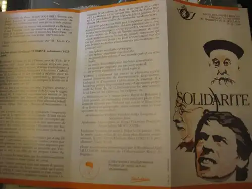 Belgien, Ankündigungsblatt, Ersttagsblatt,
Solidarität 1988