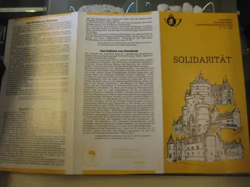 Belgien, Ankündigungsblatt, Ersttagsblatt, Solidarität 1987