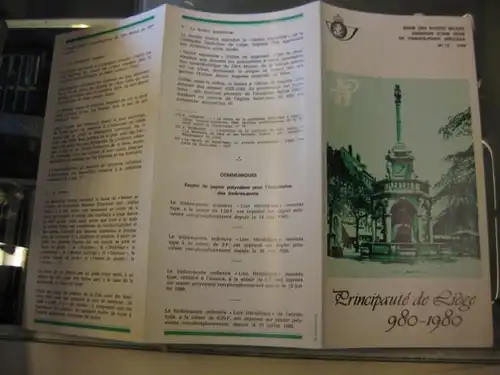 Belgien, Ankündigungsblatt, Ersttagsblatt, Schwarzdruck, Fürstbistum Lüttich