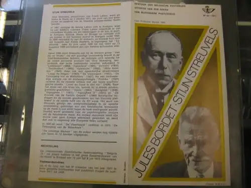 Belgien, Ankündigungsblatt, Ersttagsblatt, Schwarzdruck, Berühmte Belgier, 1971