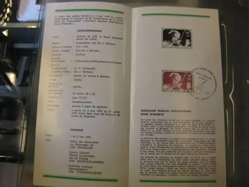 Belgien, Ankündigungsblatt, Ersttagsblatt, Schwarzdruck, Musikwettstreit 1976