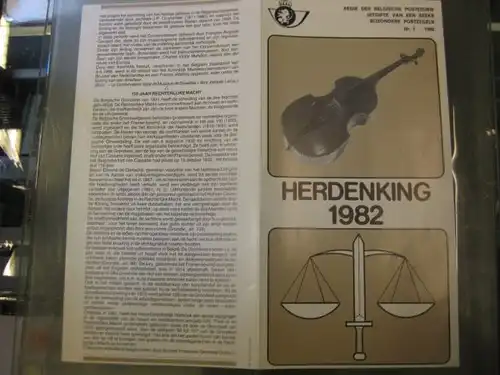 Belgien, Ankündigungsblatt, Ersttagsblatt, Schwarzdruck, Musikkonservatorium 1982