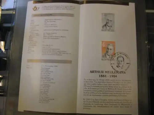 Belgien, Ankündigungsblatt, Ersttagsblatt, Schwarzdruck, A. Meulemans , 1984