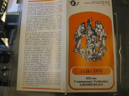 Belgien, Ankündigungsblatt, Ersttagsblatt, Schwarzdruck, Abtei, 1978