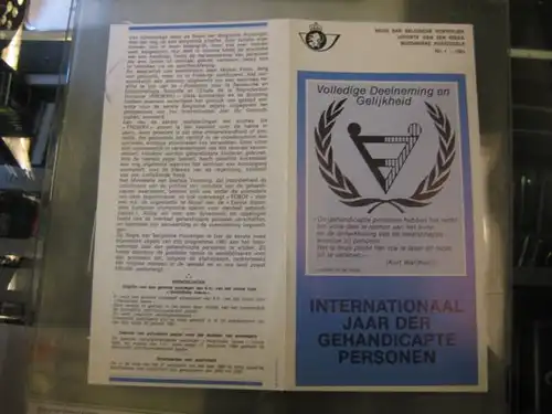 Belgien, Ankündigungsblatt, Ersttagsblatt, Schwarzdruck, Intern. Jahr der Behinderten