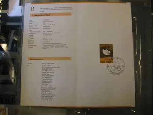 Belgien, Ankündigungsblatt, Ersttagsblatt, Intern. Jahr des Friedens, 1986