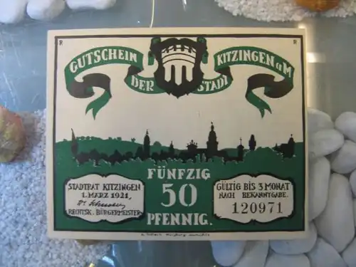 Notgeld, Gutschein  50 Pf. der Stadt Kitzingen