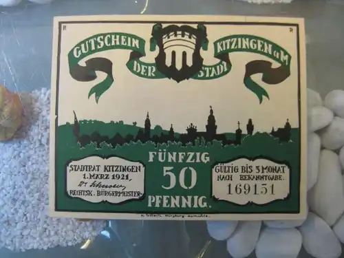 Notgeld, Gutschein  50 Pf. der Stadt Kitzingen