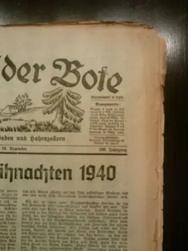 Tageszeitung Schwarzwälder Bote, Oberndorf  am 24.Dezember 1940