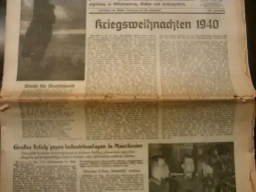 Tageszeitung Schwarzwälder Bote, Oberndorf  am 24.Dezember 1940