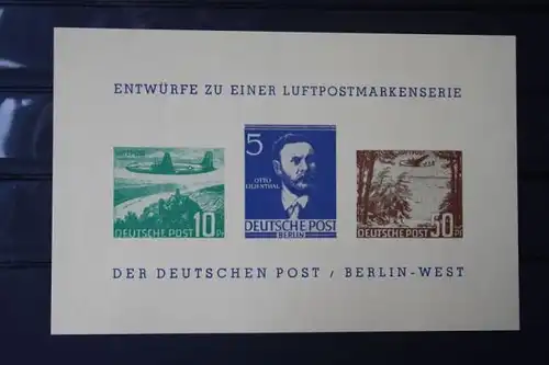 Luftpostmarkenserie der Deutschen Post Berlin, 2 Essays von Entwürfen, 