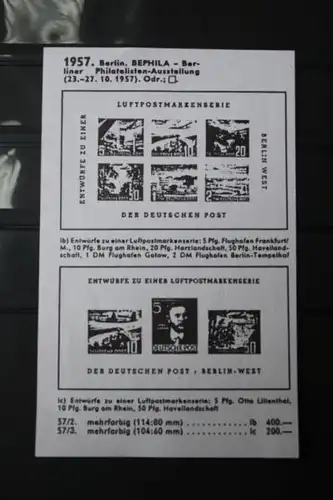 Luftpostmarkenserie der Deutschen Post Berlin, 2 Essays von Entwürfen, 
