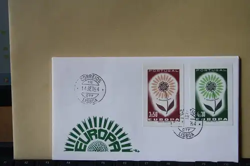 Portugal, 1964,  CEPT, EUROPA-UNION, Schmuckbrief - FDC mit ungezähnten Marken aus Ministerblatt (Faksimile); Ersttagsgestempelt
