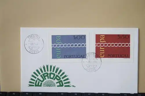 Portugal, 1971,  CEPT, EUROPA-UNION, Schmuckbrief - FDC mit ungezähnten Marken aus Ministerblatt (Faksimile); Ersttagsgestempelt