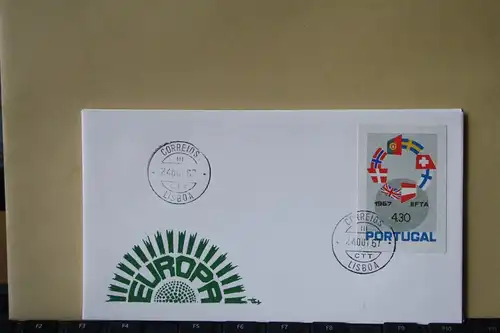 Portugal, 1967,  EFTA, Symphatie-/Mitläuferausgabe, Schmuckbrief - FDC mit ungezähnten Marken aus Ministerblatt (Faksimile); Ersttagsgestempelt