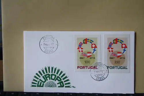 Portugal, 1967,  EFTA, Symphatie-/Mitläuferausgabe, Schmuckbrief - FDC mit ungezähnten Marken aus Ministerblatt (Faksimile); Ersttagsgestempelt
