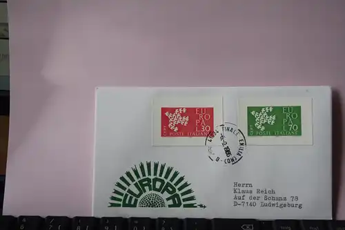 Italien, 1961, CEPT, EUROPA-UNION, Schmuckbrief - FDC mit ungezähnten Marken aus Ministerblatt (Faksimile);