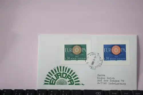 Italien, 1960, CEPT, EUROPA-UNION, Schmuckbrief - FDC mit ungezähnten Marken aus Ministerblatt (Faksimile);