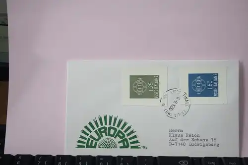 Italien, 1959, CEPT, EUROPA-UNION, Schmuckbrief - FDC mit ungezähnten Marken aus Ministerblatt (Faksimile);