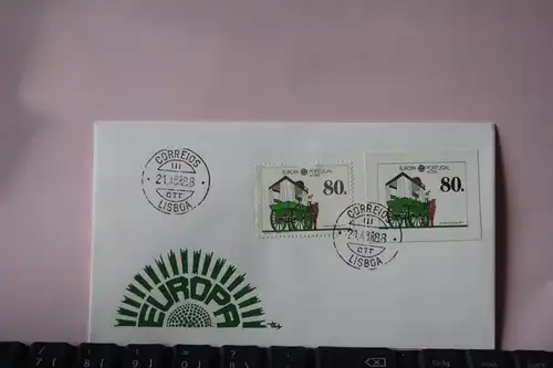 Portugal-Azoren, 1988,  CEPT, EUROPA-UNION, Schmuckbrief - FDC mit ungezähnter Marke aus Ministerblatt (Faksimile) und gezähnter Marke; Ersttagsgestempelt