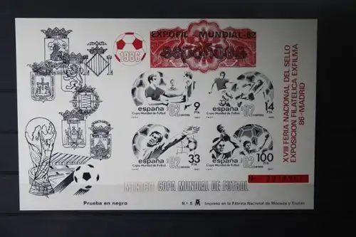 Spanien, Offizieller Schwarzdruckblock/Gedenkblock der EXPOFIL-Weltaustellung und Fußball-WM 1982 