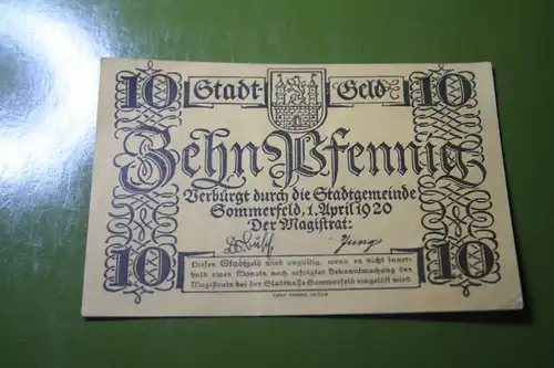 Notgeld Sommerfeld, 10 Pf.