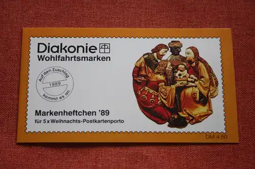 Diakonie Wohlfahrtsmarken Markenheftchen,Weihnachtsmarkenheft 1989