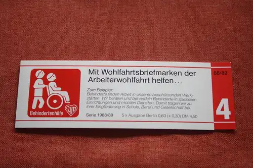 AWO Wohlfahrtsmarken Markenheftchen 1988/89; Ausgabe Berlin