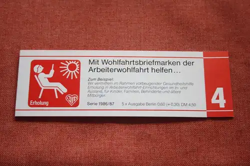 AWO Wohlfahrtsmarken Markenheftchen 1986/87; Ausgabe Berlin