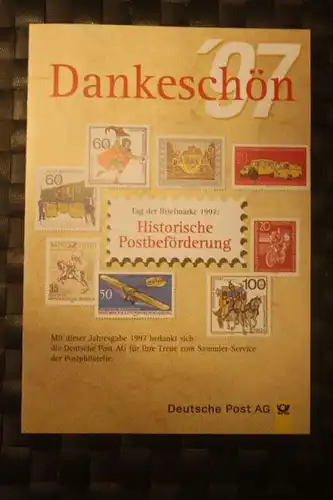 Jahrgang 1997, komplett, mit Blöcken, Ersttagsgestempelt, Vollstempel, sämtliche Marken mit  Eckrand, plus Zugaben amtl. Klappkarte der POST und amtlicher Gedenkblatt-Vorläufer der POST