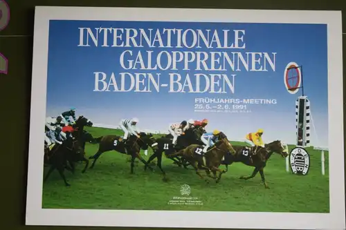 Amtliche  Klappkarte der Bundespost zum Galopprennen Baden-Baden 1991