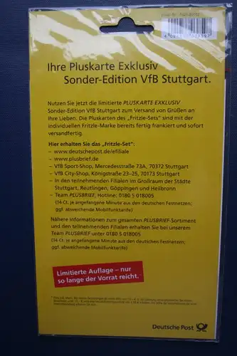 Pluskarte Exclusiv, Sonderpostkarte VfB Stuttart, Set mit 3 Stück, Sonder-Edition Fritzle-Set