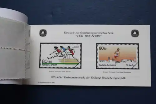 Sporthilfe, Sport  Markenheftchen, 
Markenheft Deutsche Sporthilfe 1986