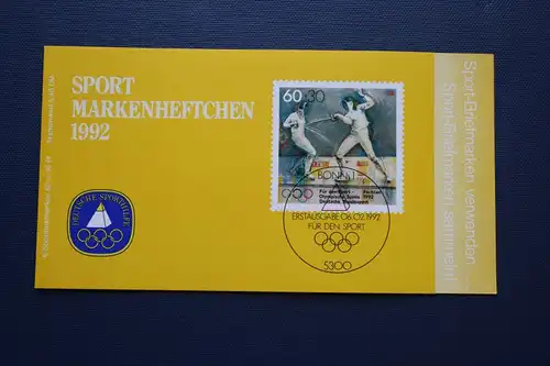 Sporthilfe, Sport  Markenheftchen, 
Markenheft Deutsche Sporthilfe 1992