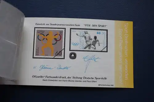 Sporthilfe, Sport  Markenheftchen, 
Markenheft Deutsche Sporthilfe 1992