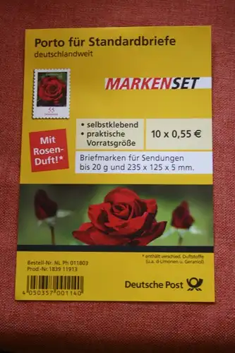 Folienblatt, FB 7, Markenset Gartenrose, Freimarke Blumen